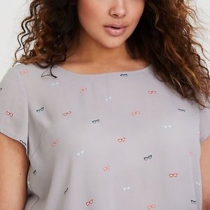 5X Torrid - Sunglasses Georgette Bow Back Blouse